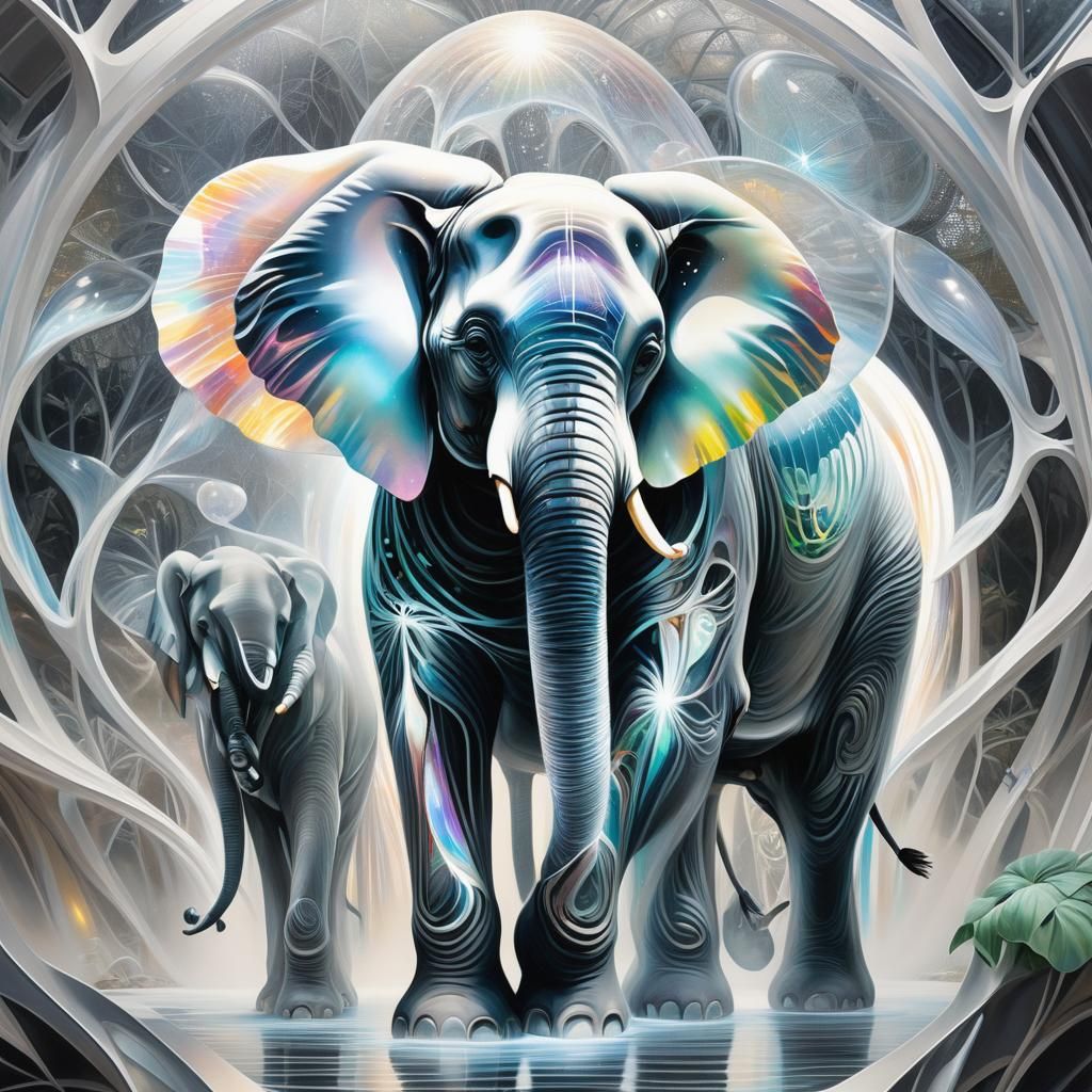 Holographic Elephant in Futuristic Eden Project