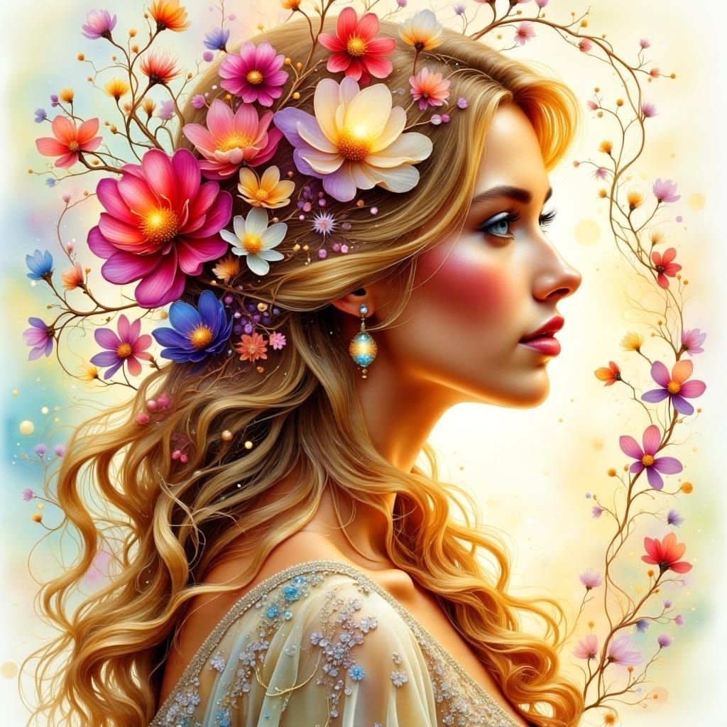 Ethereal Woman in Bloom