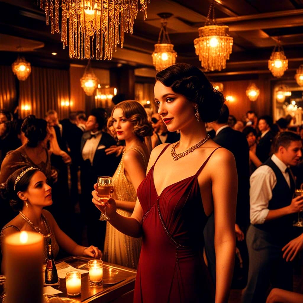 Lively 1920s Speakeasy Scene During Prohibition