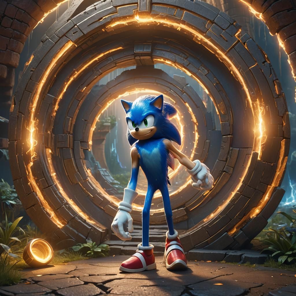 Sonic and Ring Portal, Detailed Digital Art