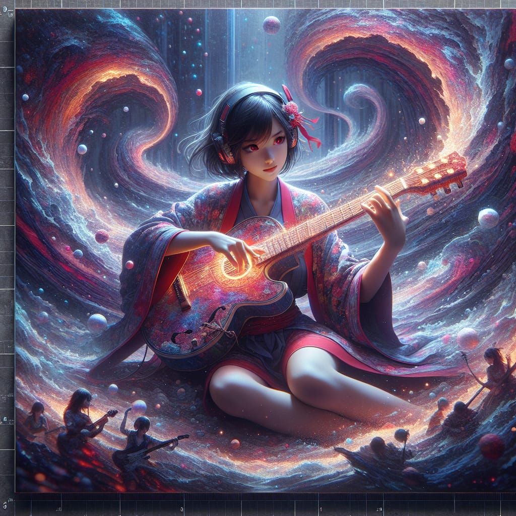 Anime Thai Woman Plays Magical Guitar Album Art