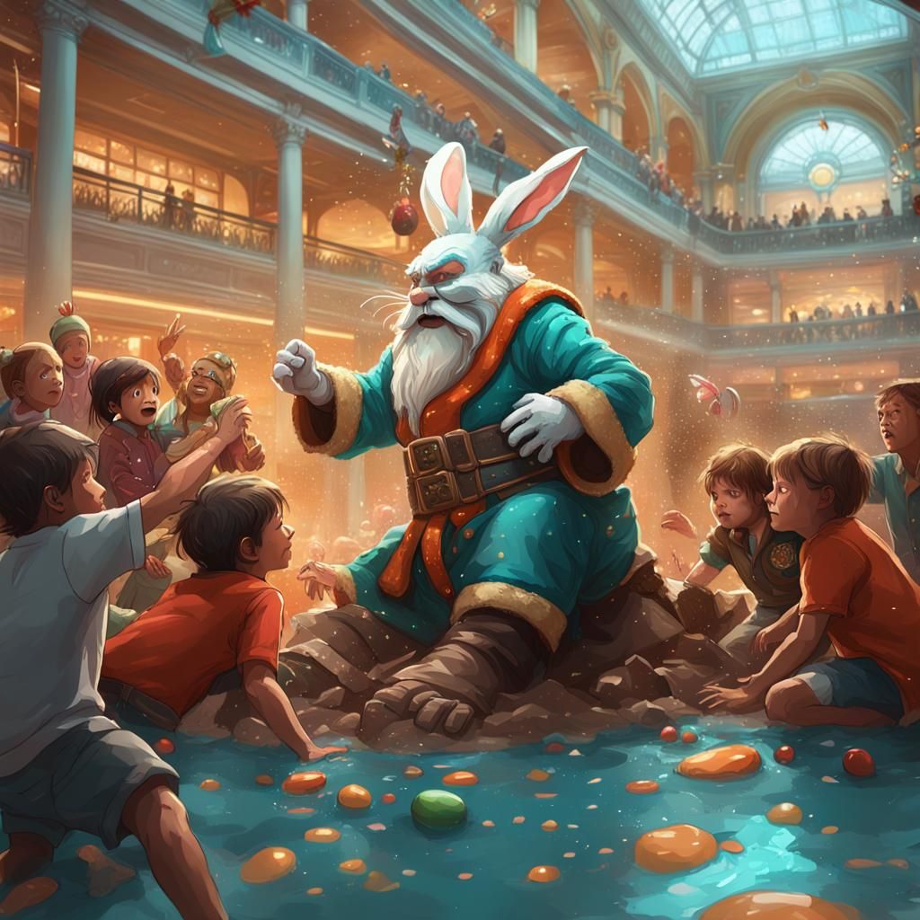 Alcoholic Easter Bunny Wrestles Santa: Concept Art