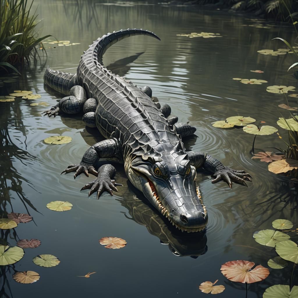 Alligator in River: Detailed Matte Painting