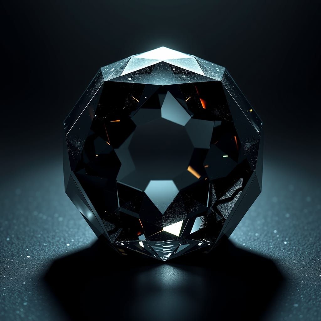 Obsidian Star Dodecahedron Reflecting Dynamic Light