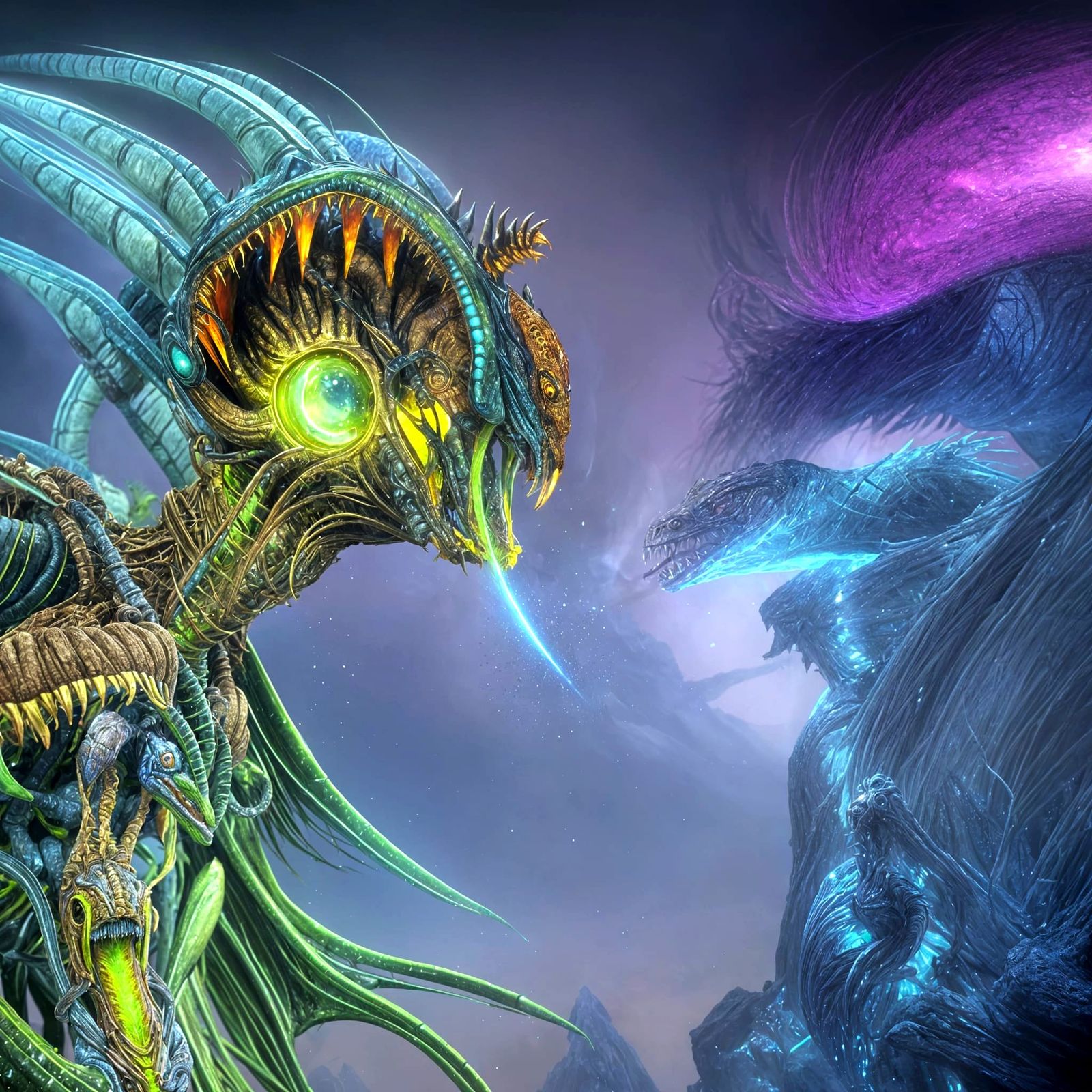 Exotic Alien Creatures in Hyperreal Chromatic Style