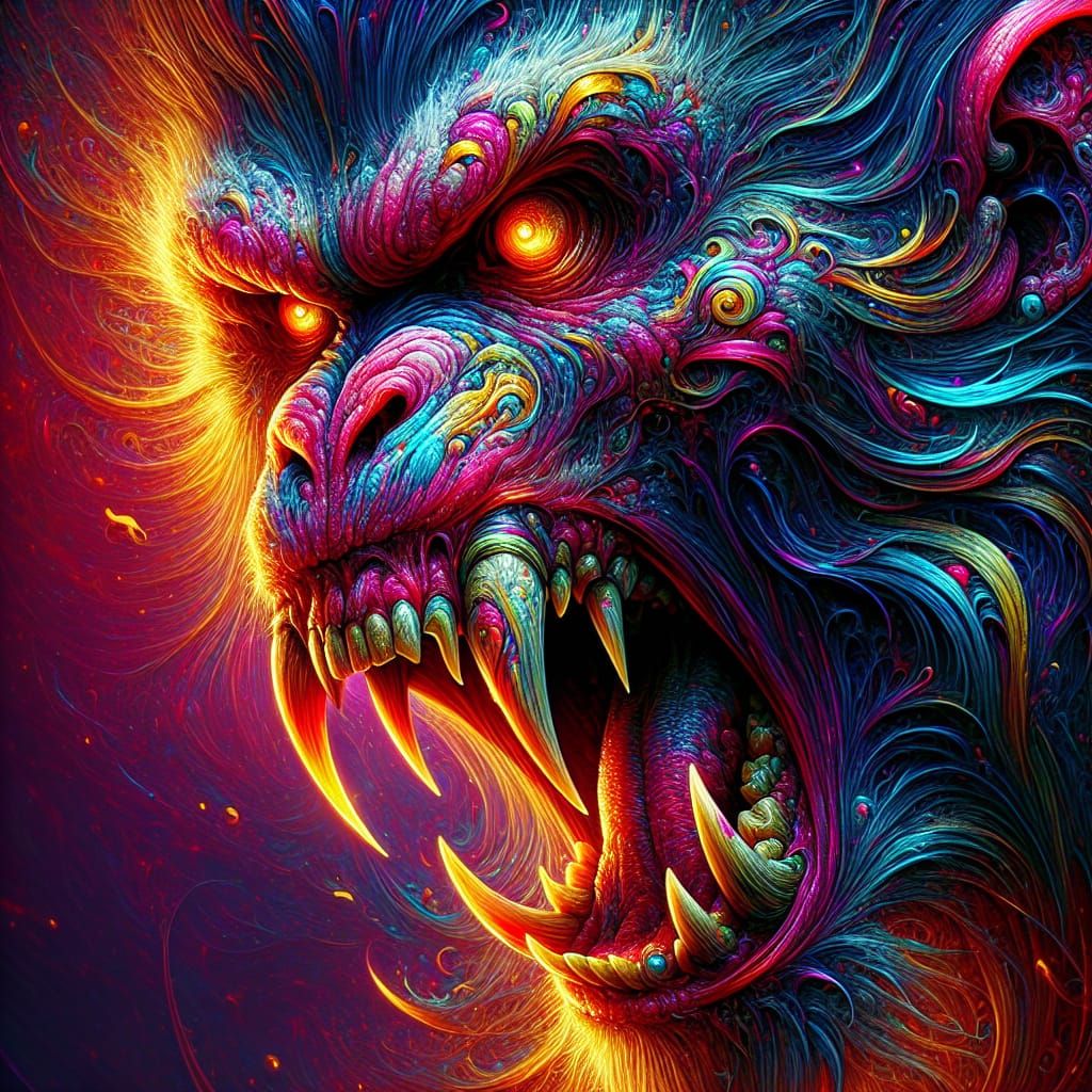 Aggressive Primate in Fantasy Concept Art Style