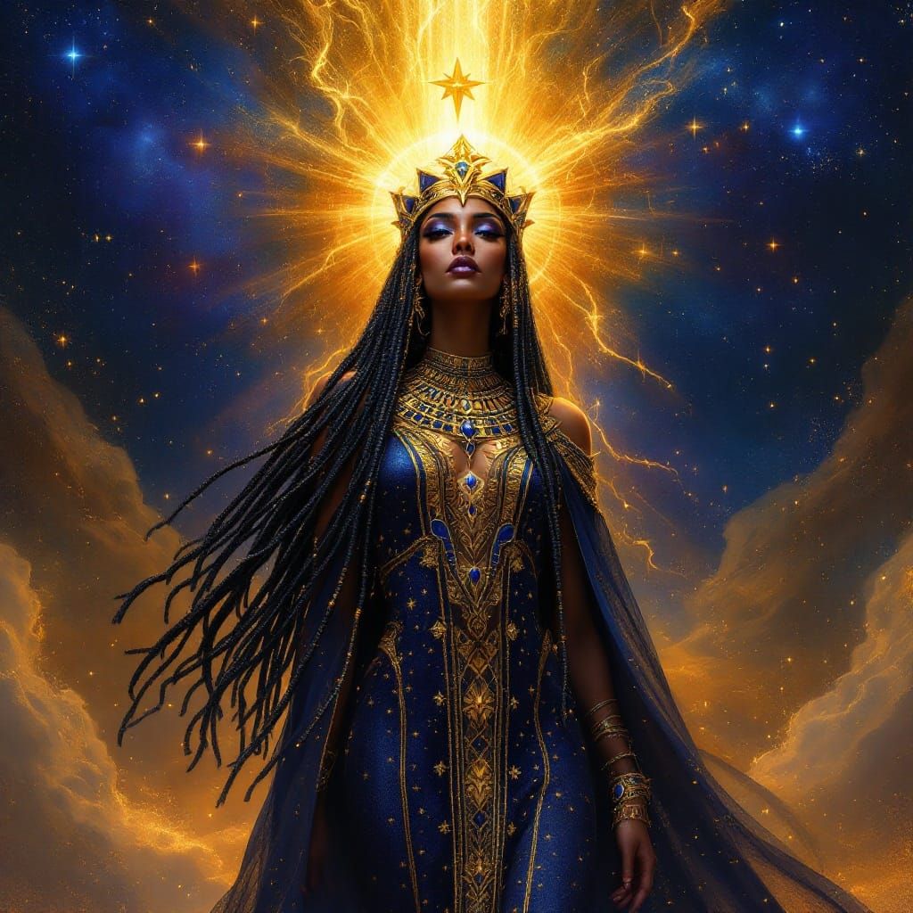 Mystical Egyptian Goddess Radiates Starlight in Ancient Dese...