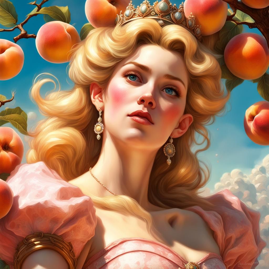 Princess Peach Portrait in Golden Age Style
