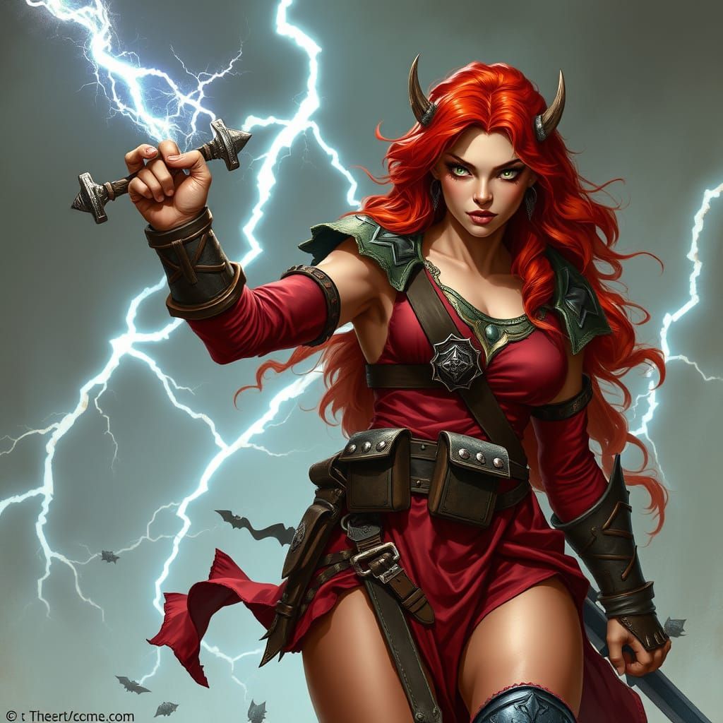 Elegant Half-Orc Aristocrat Zora Unleashes Thunderous Fury