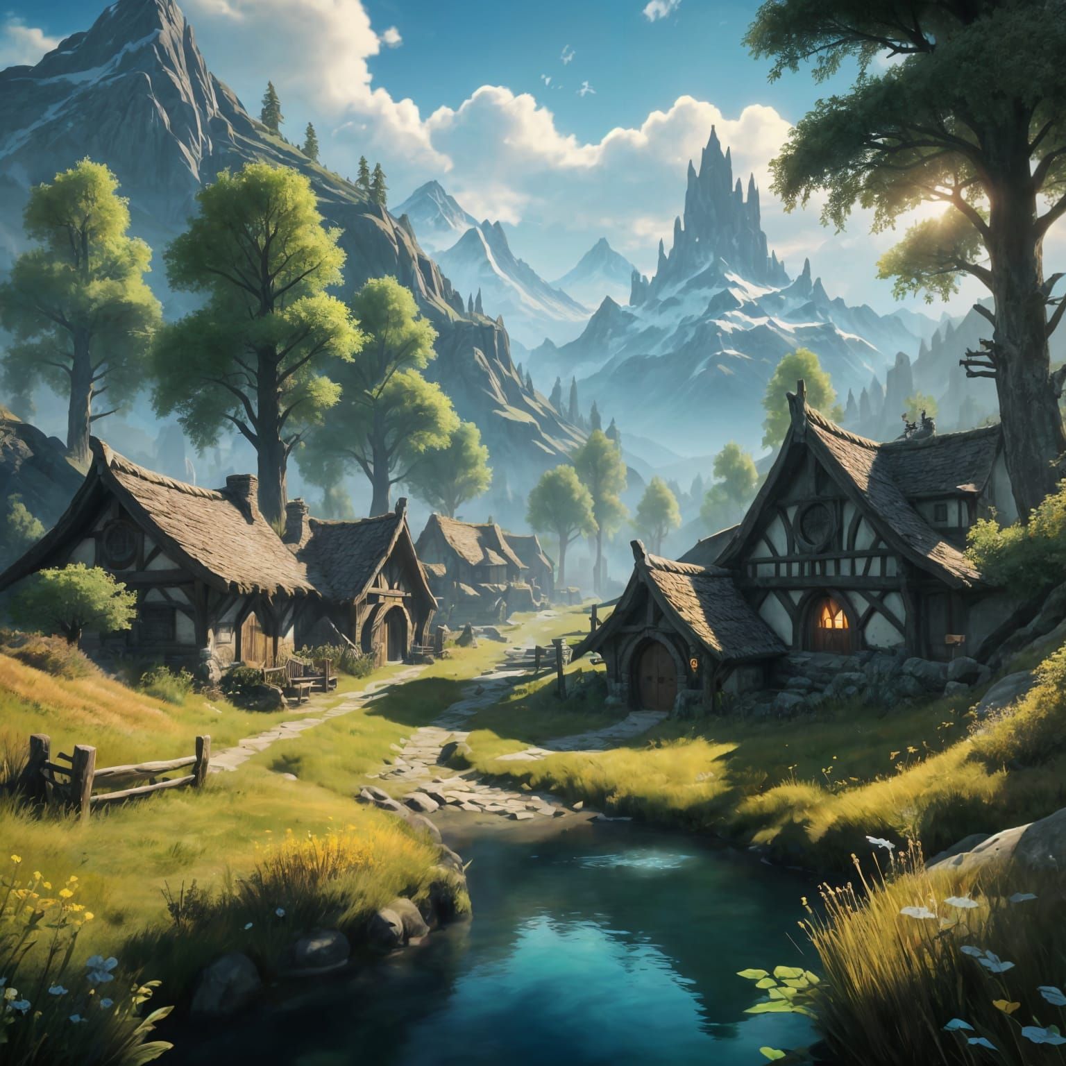 Idyllic Fantasy Realm in Serene Light