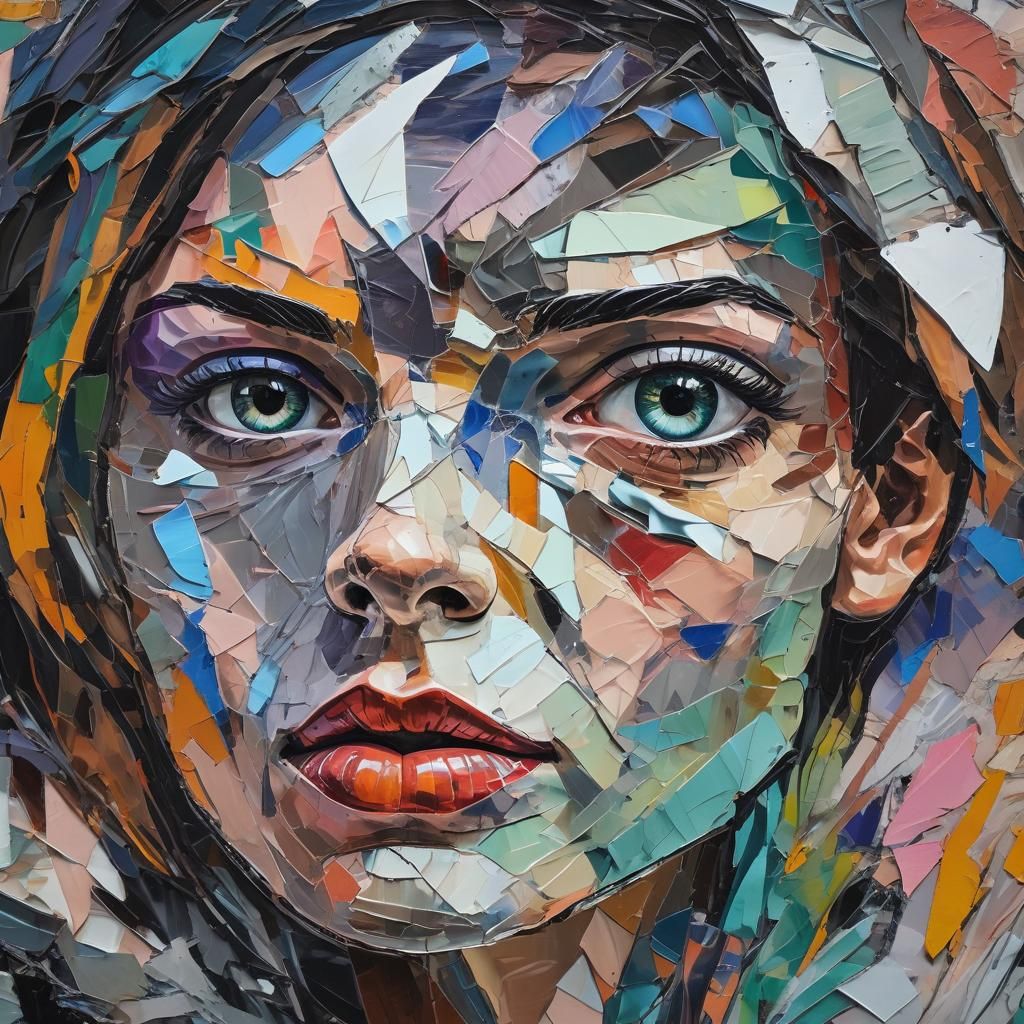 Fauvist Portrait of Speaker in Cracked Mirror