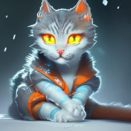 Icy Baby Cat Concept Art in 8K