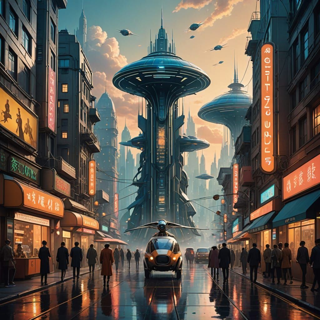 Retro-Futuristic Metropolis of 2024