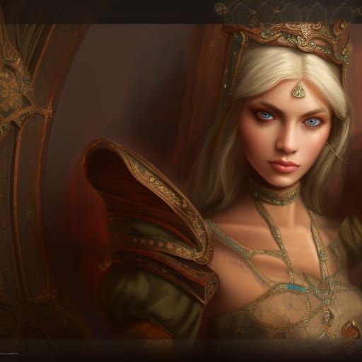 Beautiful Medieval Lady in Detailed Matte Painting