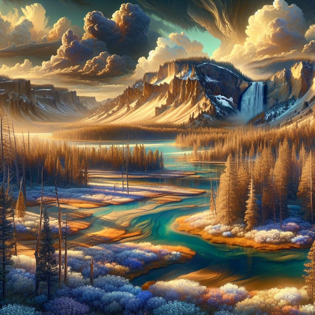 Fantastical Yellowstone National Park Matte Painting