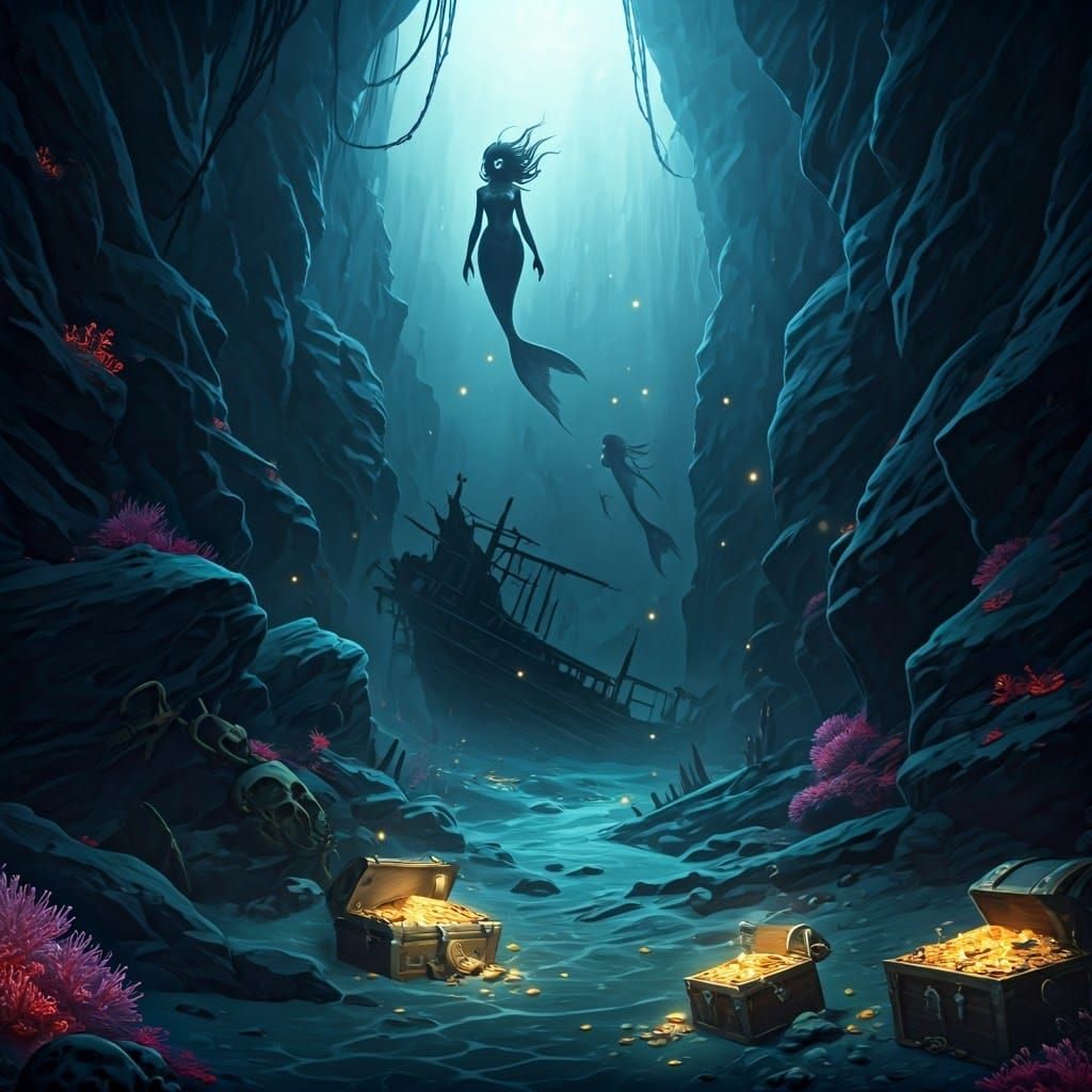 Abyssal Mermaid Realm in Eerie Blue Glow