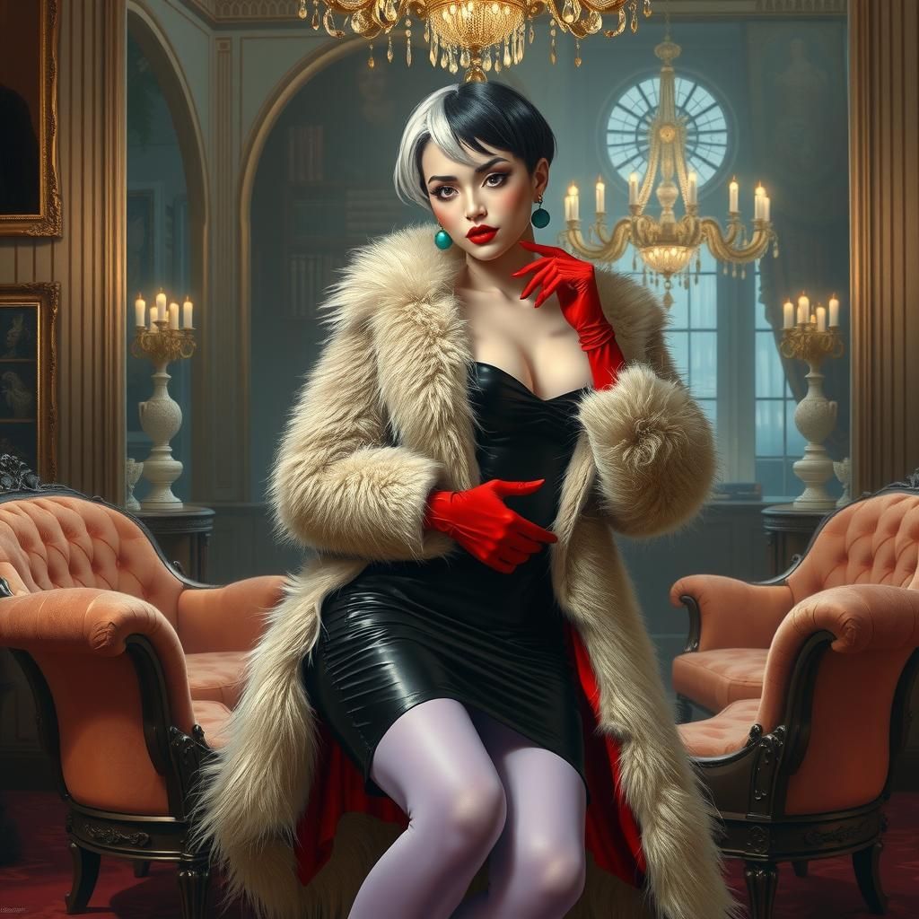 Cruella Deville in Retro 80s Futurism Style