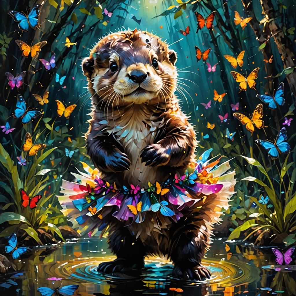 Enchanted Otter: A Fantasy Portrait in Oil Paint
