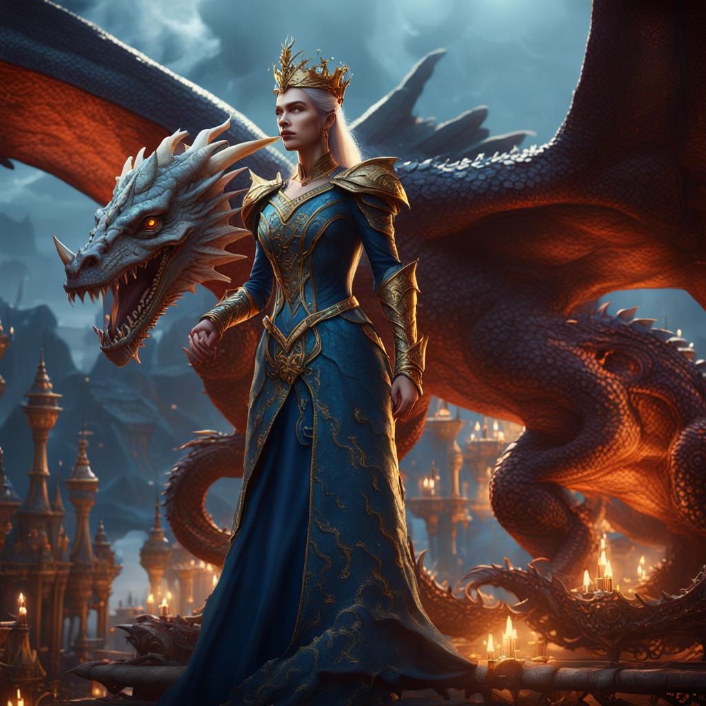 Elegant Dragon Queen: Fantasy Concept Art