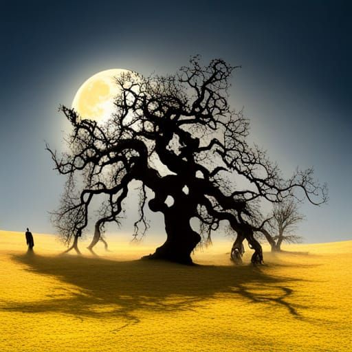 Surreal Cemetery Shadows Under Full Moon