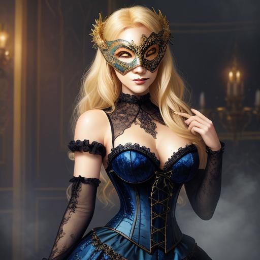Blonde Woman in Masquerade Mask, Ethereal Fantasy