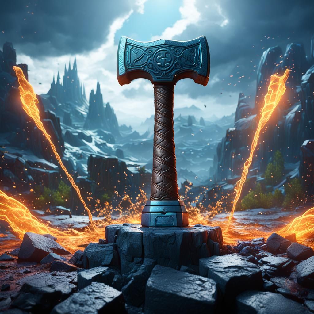 Detailed Matte Painting of Thor's Hammer