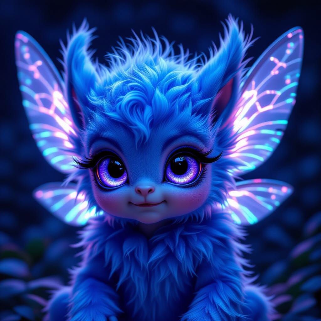 Futuristic Baby Creature with Luminous Eyes
