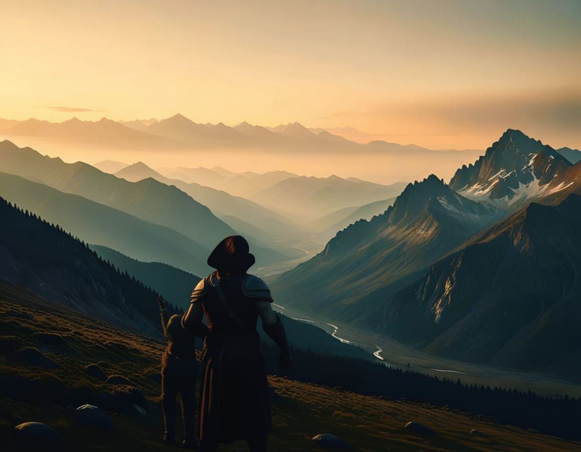 Desolate Misty Mountains in Moody Film Still