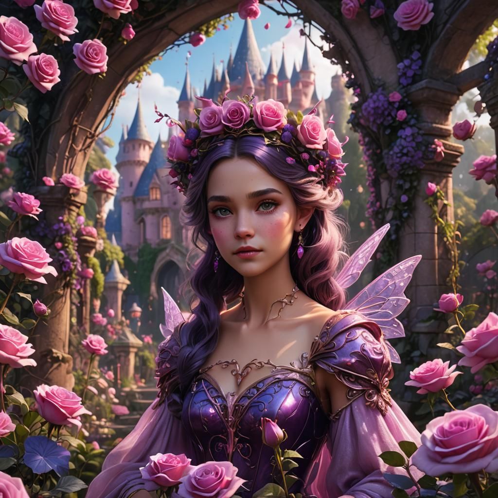 Majestic Princess Fairy in Enchanted Rose Garden