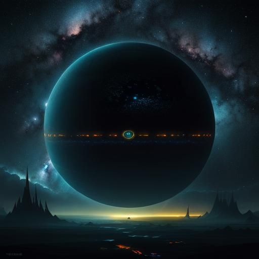 Futuristic Space Colony in Surreal Milky Way