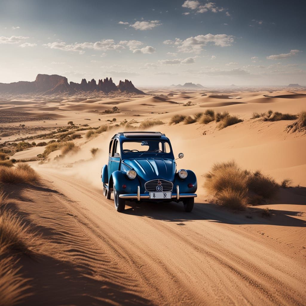 Vintage Citroën Races Sahara Dunes in Cinematic Shot