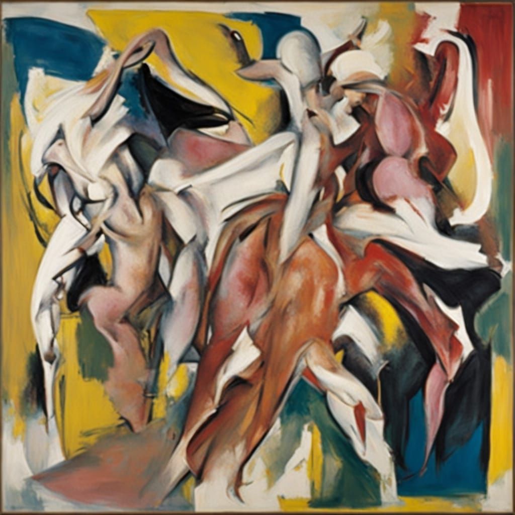 Abstract Expressionist Painting with Bold Brushstrokes