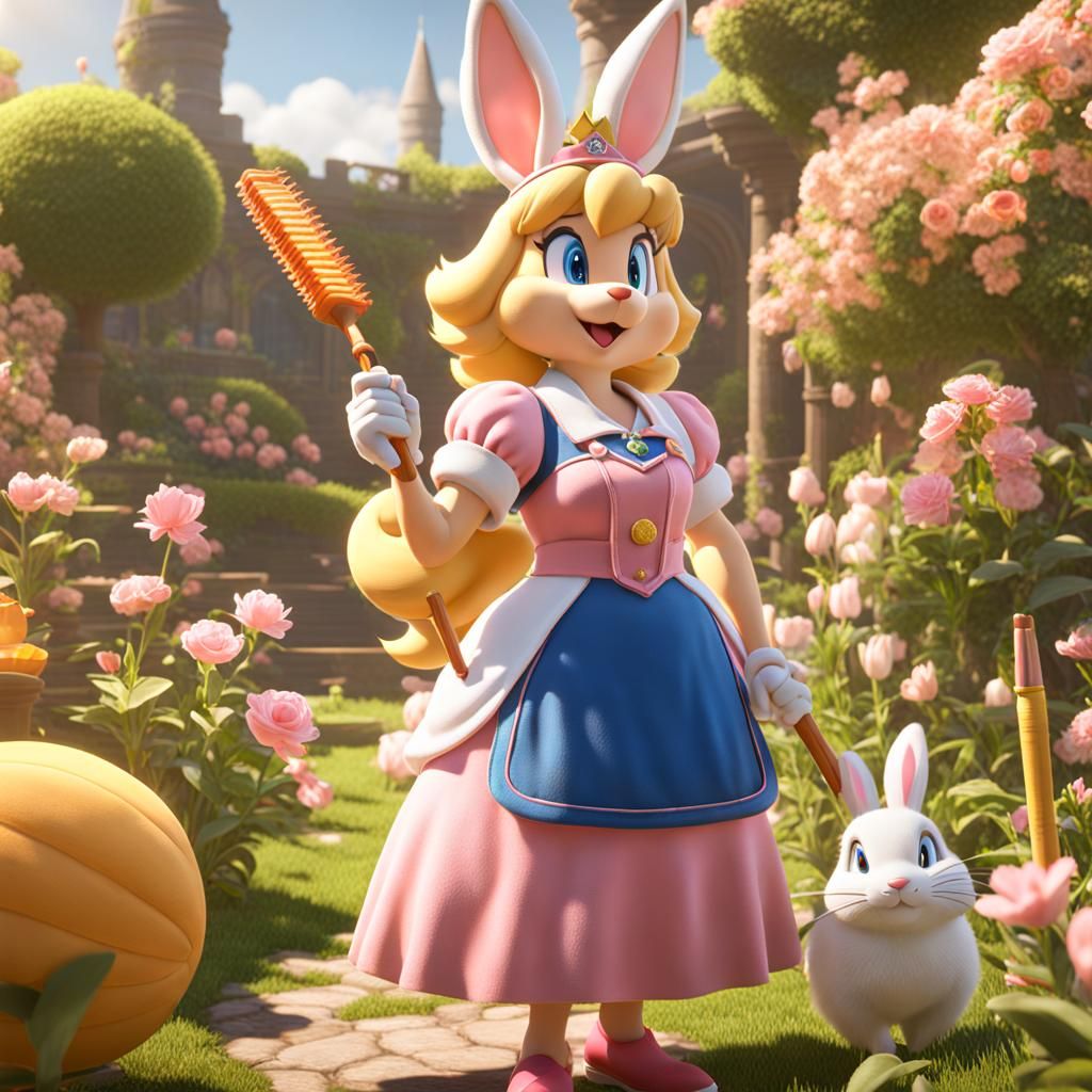 Hyperrealistic Princess Peach and Lola Bunny Fusion