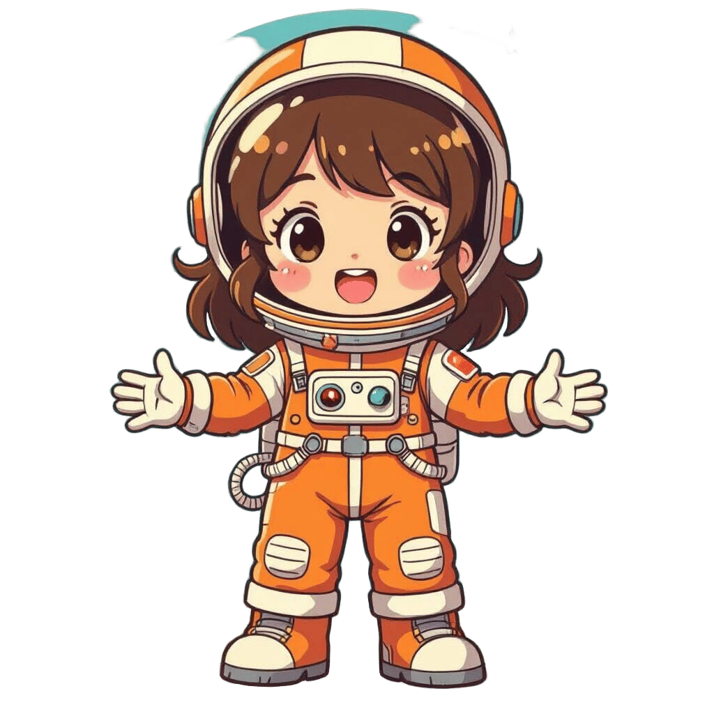 Kawaii Astronaut Girl Displays Various Emotions in Pastel Ou...