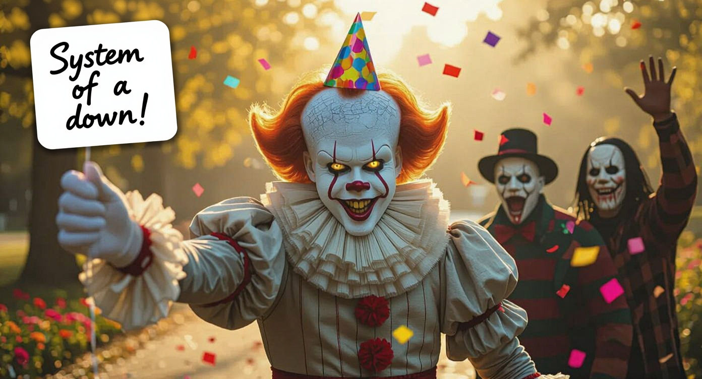 Pennywise's Selfie: Horror Villains' Cheerful Party