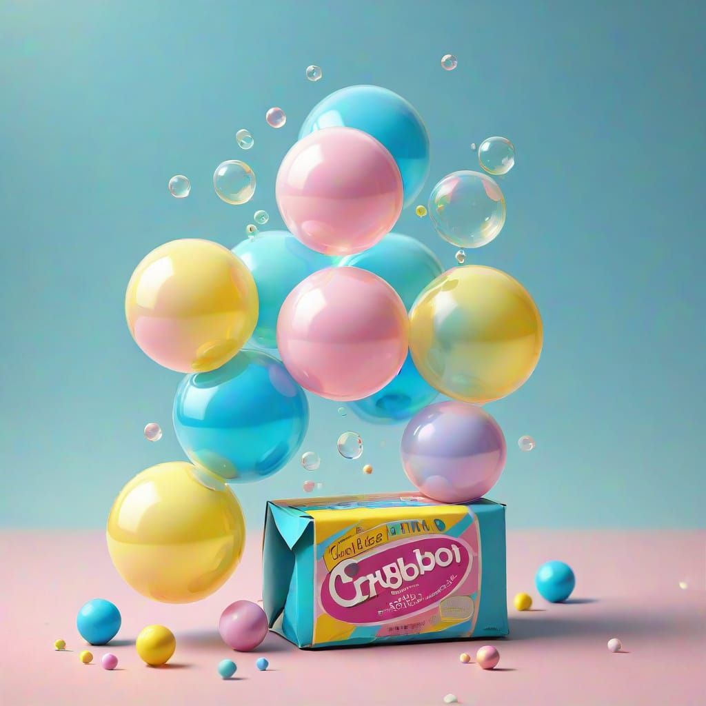 Whimsical Pop Art Bubblegum Scene