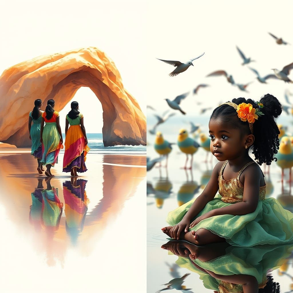 Whimsical Digital Diptych in Vibrant Watercolor Style