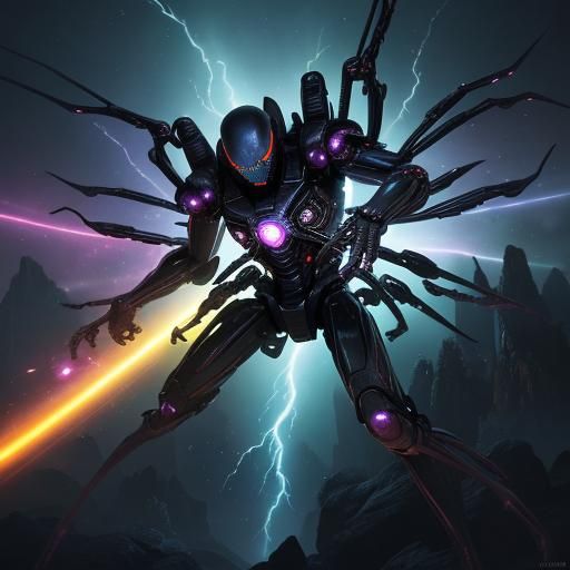 Space Spider Attacks Earth in Sci-Fi Concept Art