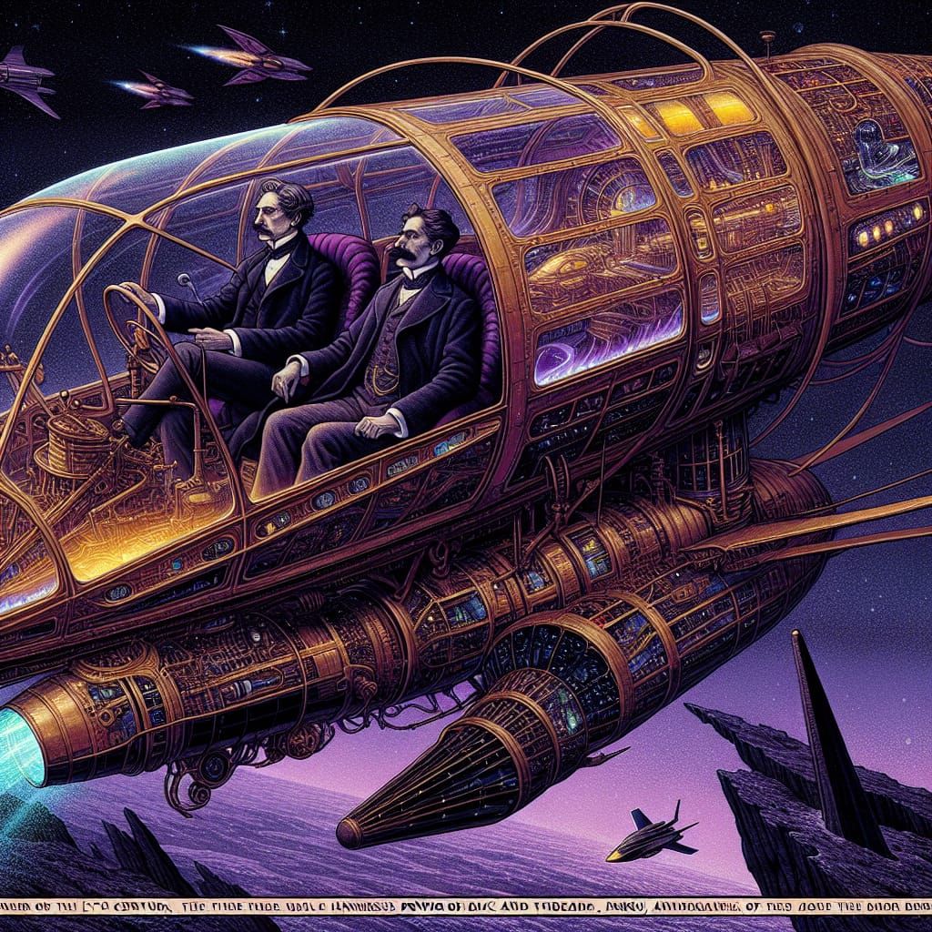 Verne and Wells' Martian Voyage in Steampunk Style