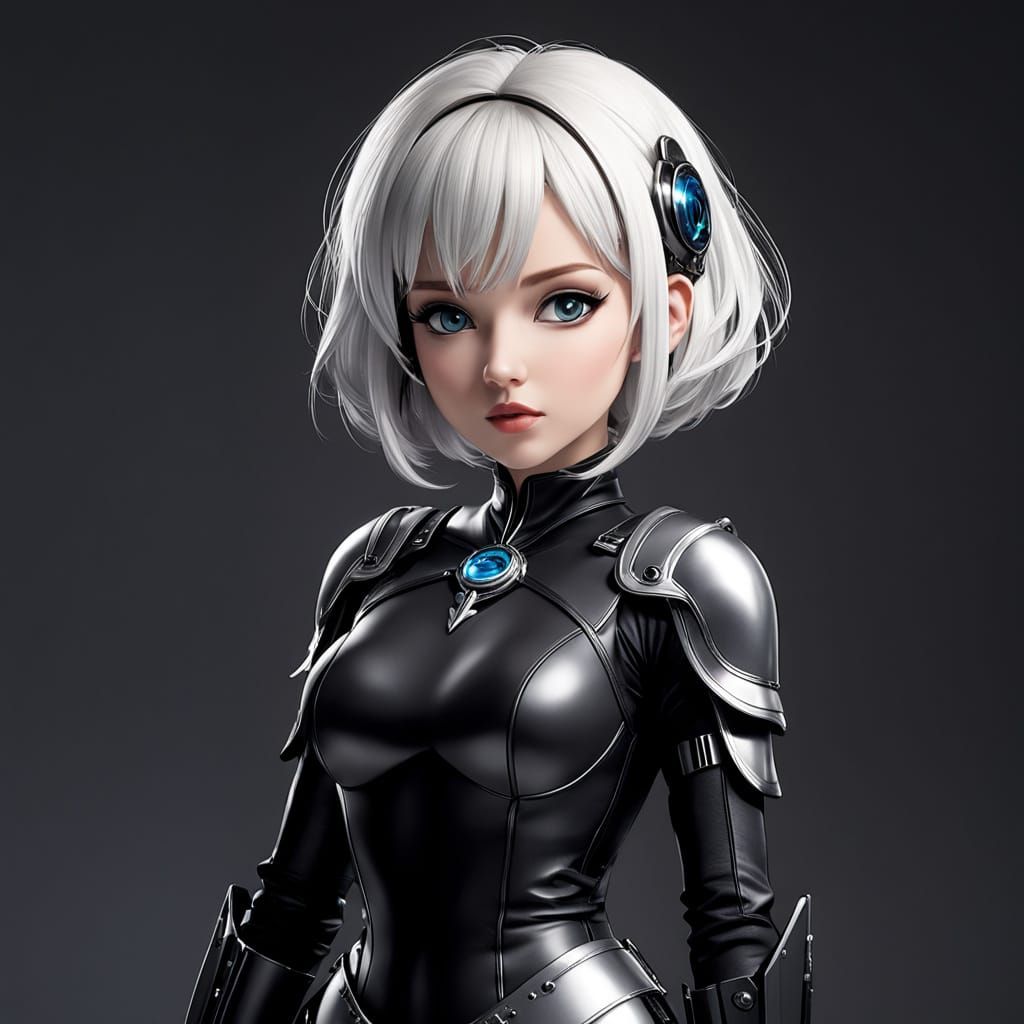 Cyberpunk Tinkerbell in Neon-Gold Armor