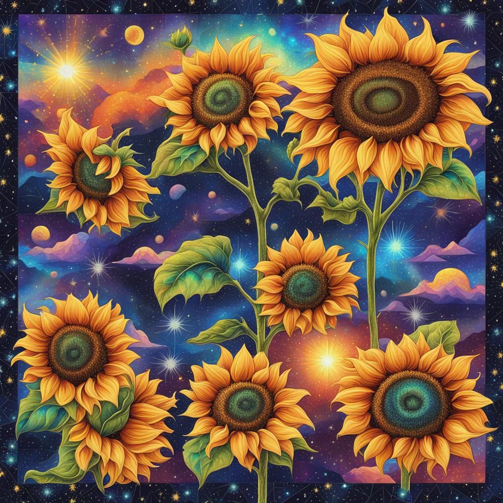 Sunflower Farm Quilt Pattern in Astral Style