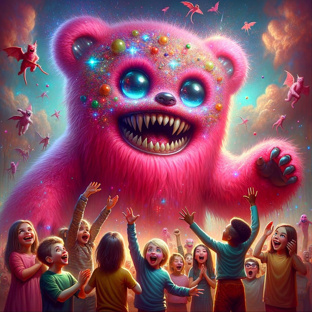 Playfully Terrifying Pink Glitter Monster