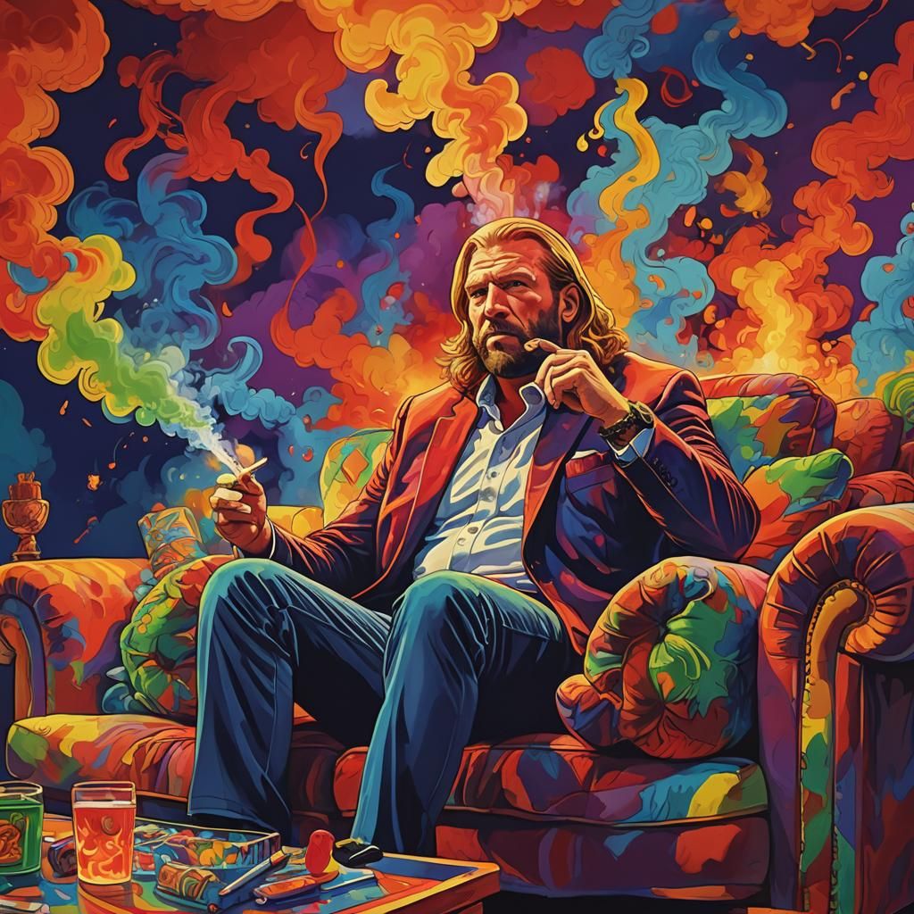Expressionistic Stoner Art: Man Smoking