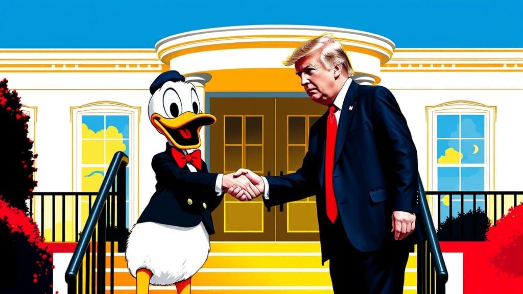 Donald Trump Meets Donald Duck in a Vibrant, Graphic Style