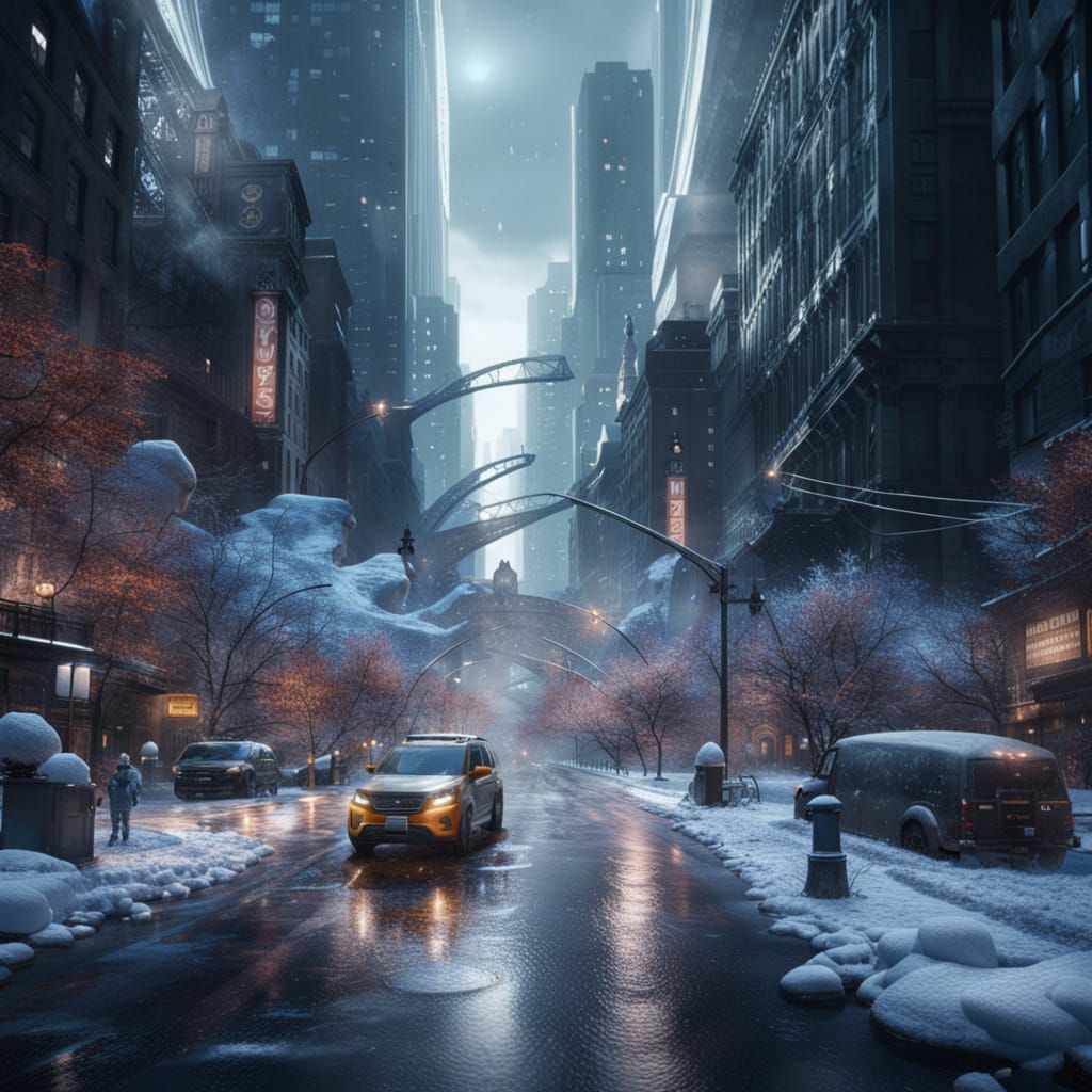 Icy New York: Realistic 8K Portrait