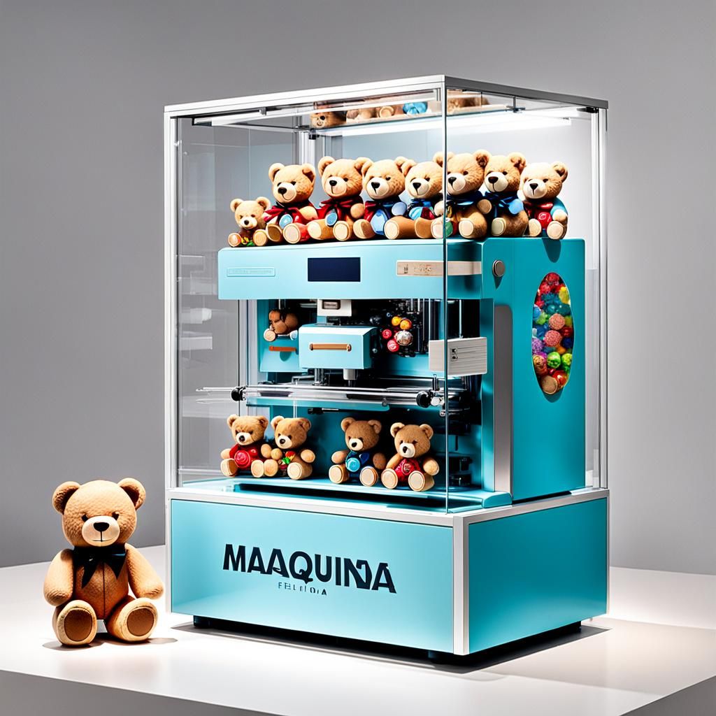 Teddy Bear Vending Machine in Typographic Style