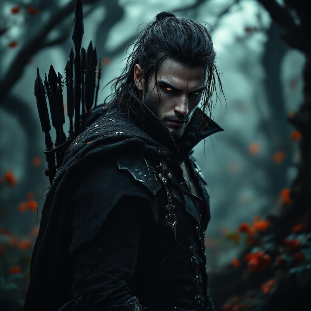 Epic Neo-Gothic Huntsman in Majestic Forest Setting