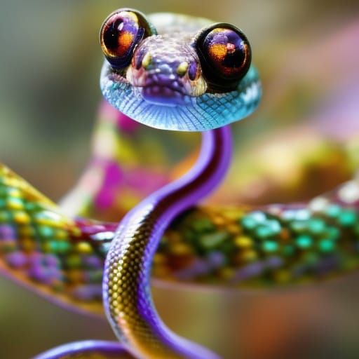 Adorable Chibi Snake: Photorealistic National Geographic Pho...