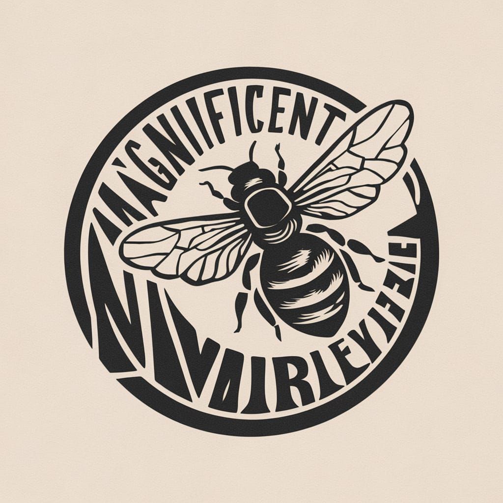 Circled Logo, honey bee with the word "MAGNIFICENT" clearly ...