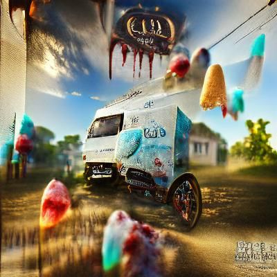 Menacing Ice Cream Truck in 3D Poster Art
